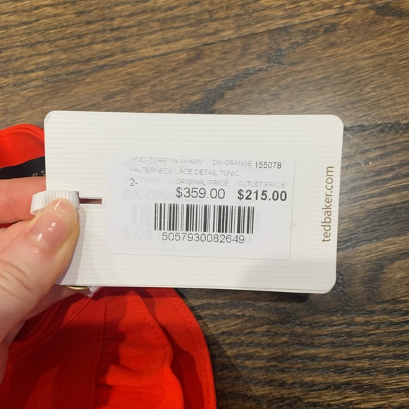 New Ted Baker Torriya Halterneck Ruffle Tunic A-Line Dress Dark Orange Size 2 - Picture 6 of 10